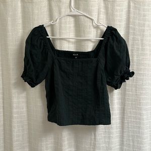 Madewell Green Puff-Sleeve Crop Top